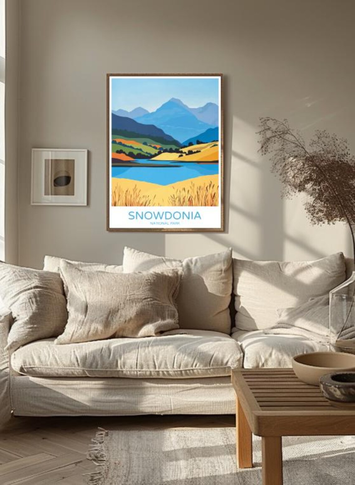 Snowdonia National Park Wales Mountain Lake Golden Fields Travel Poster - Image 3