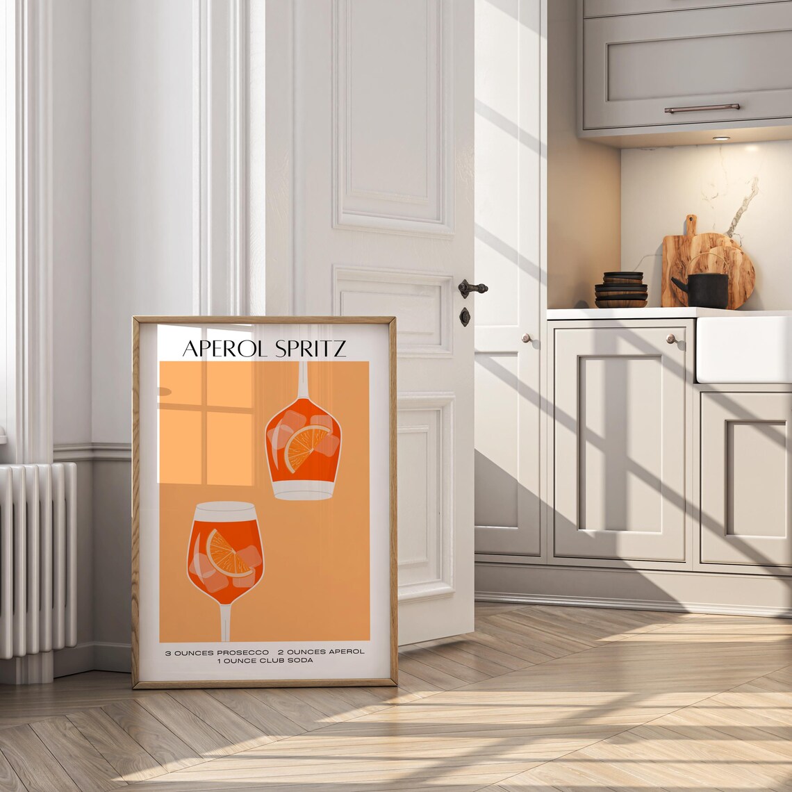 Aperol Spritz Retro Cocktail Recipe Illustration Bar Cart Poster - Image 2