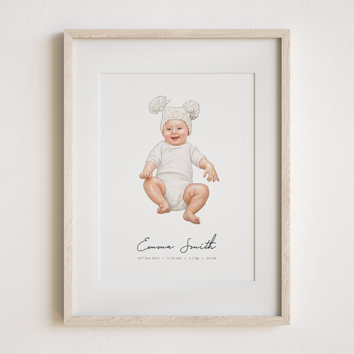 Custom Baby Portrait Watercolor Art Print