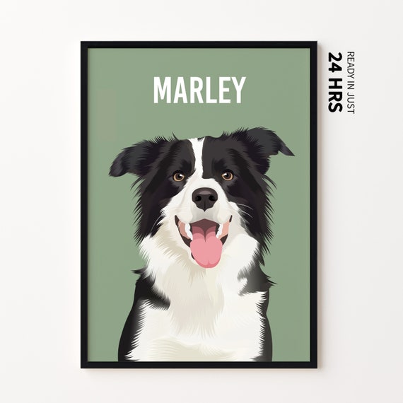 Custom Pet Portrait Christmas Gift, Dog and Cat Art