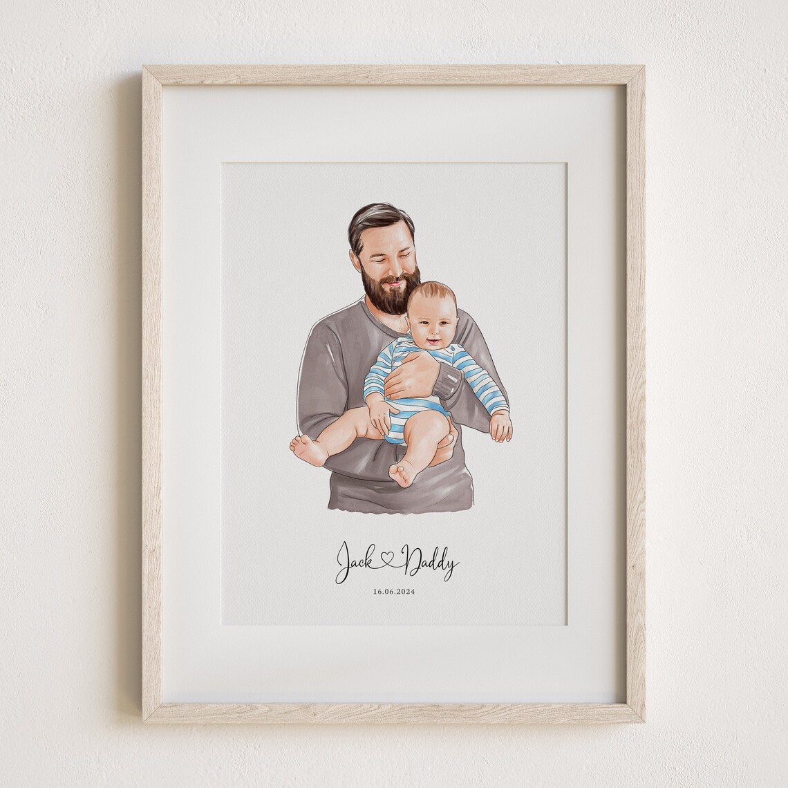 Personalized Father Portrait Family Art Print