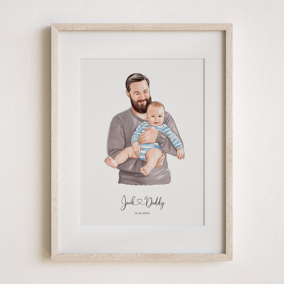 Personalized Father Portrait Family Art Print