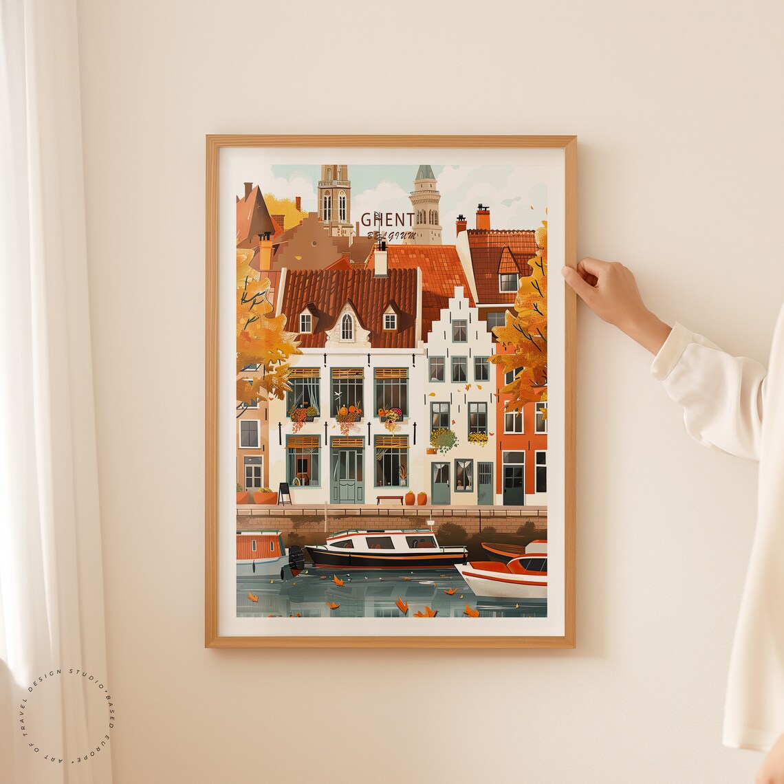 Ghent Belgium Historic Canal Quay Autumn Colors Travel Poster - Image 2