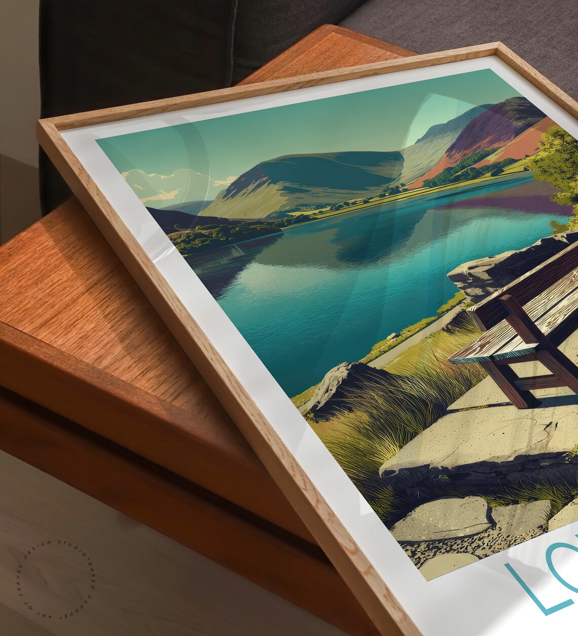Loweswater England Lake District Lakeside Bench Vintage Travel Poster - Image 6