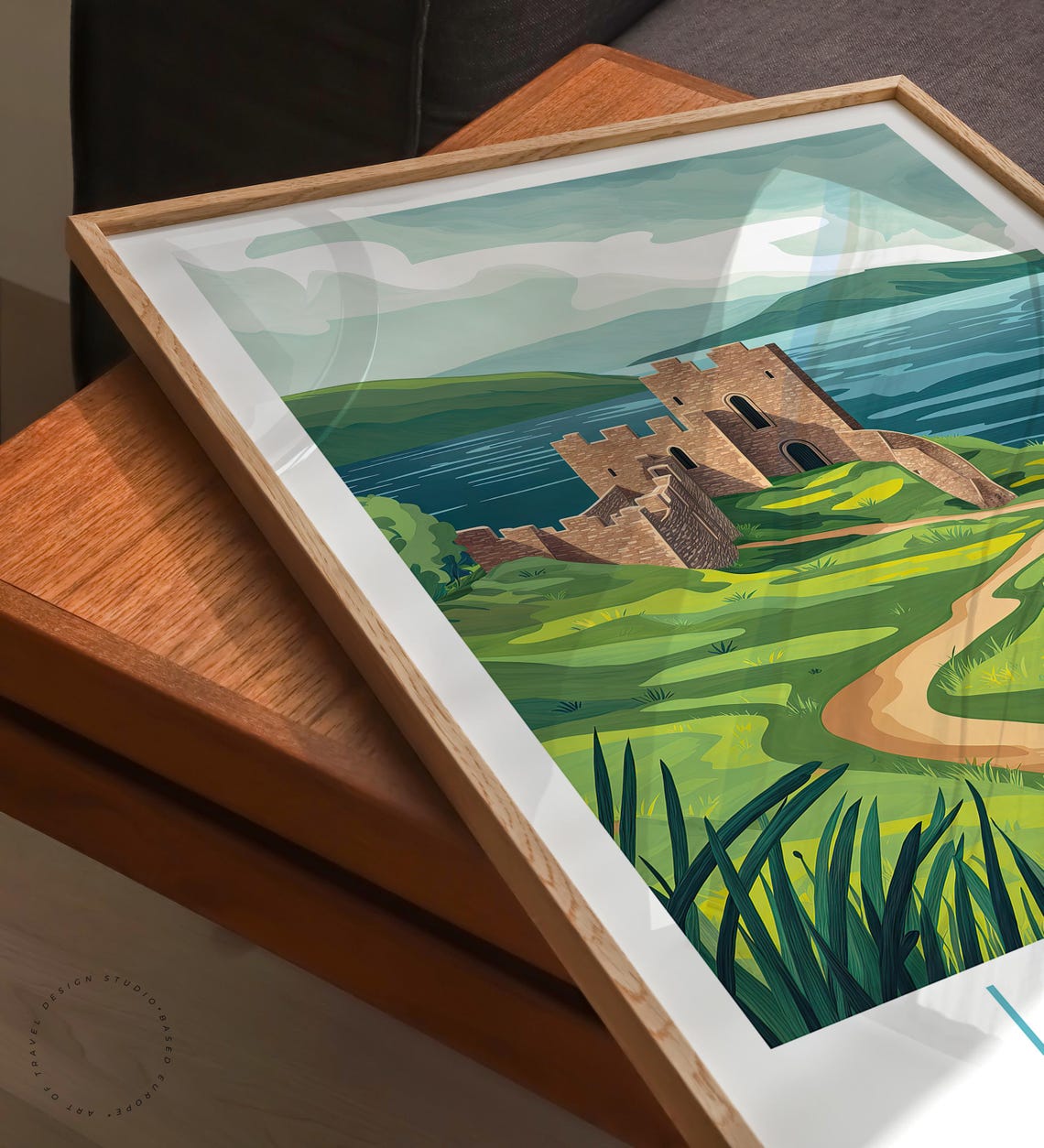 Loch Ness Castle Lakeside Trail Scene With Bottom Caption Poster - Image 3