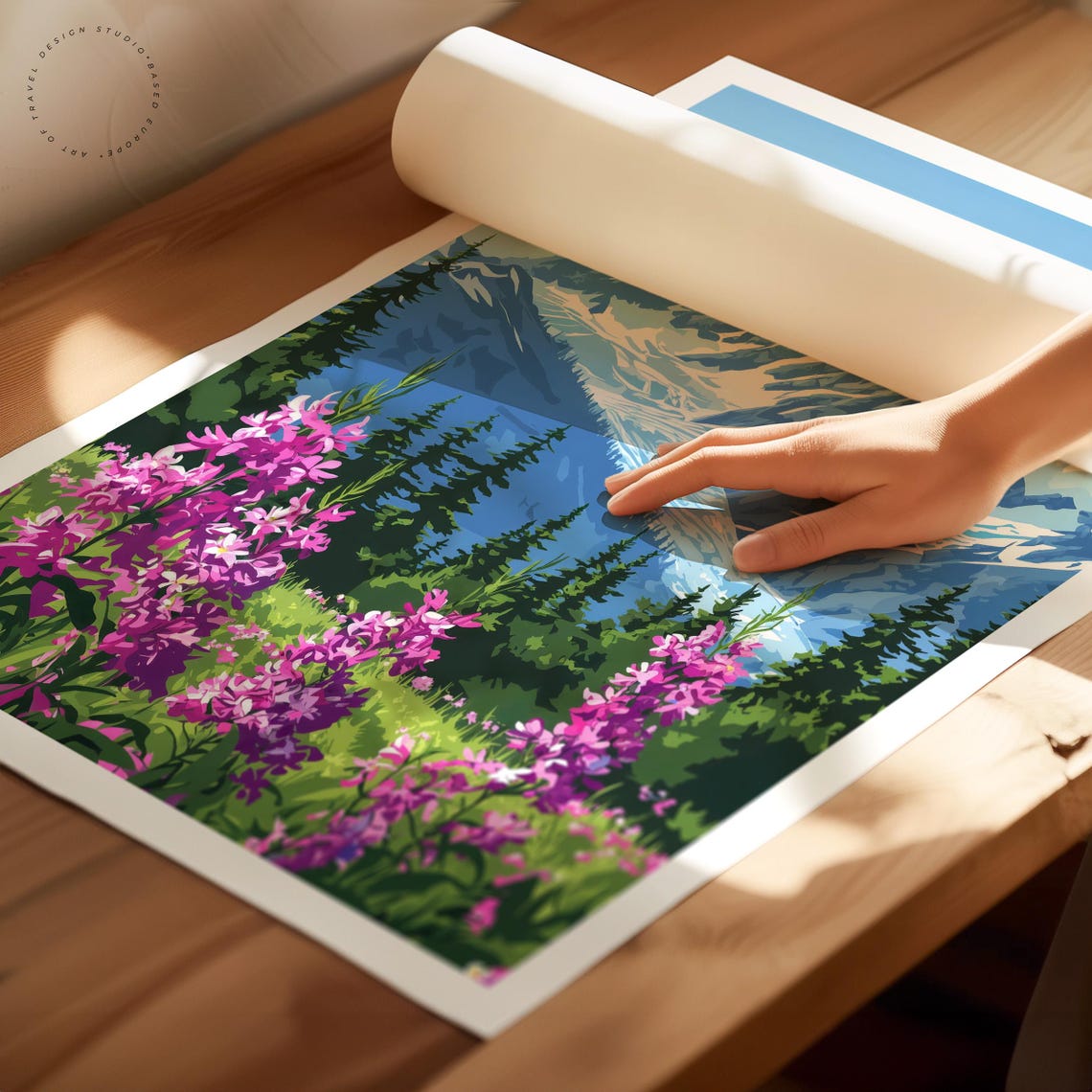 Juneau Alaska Glacier Peak Wildflowers Pine Forest Mountain Poster - Image 2