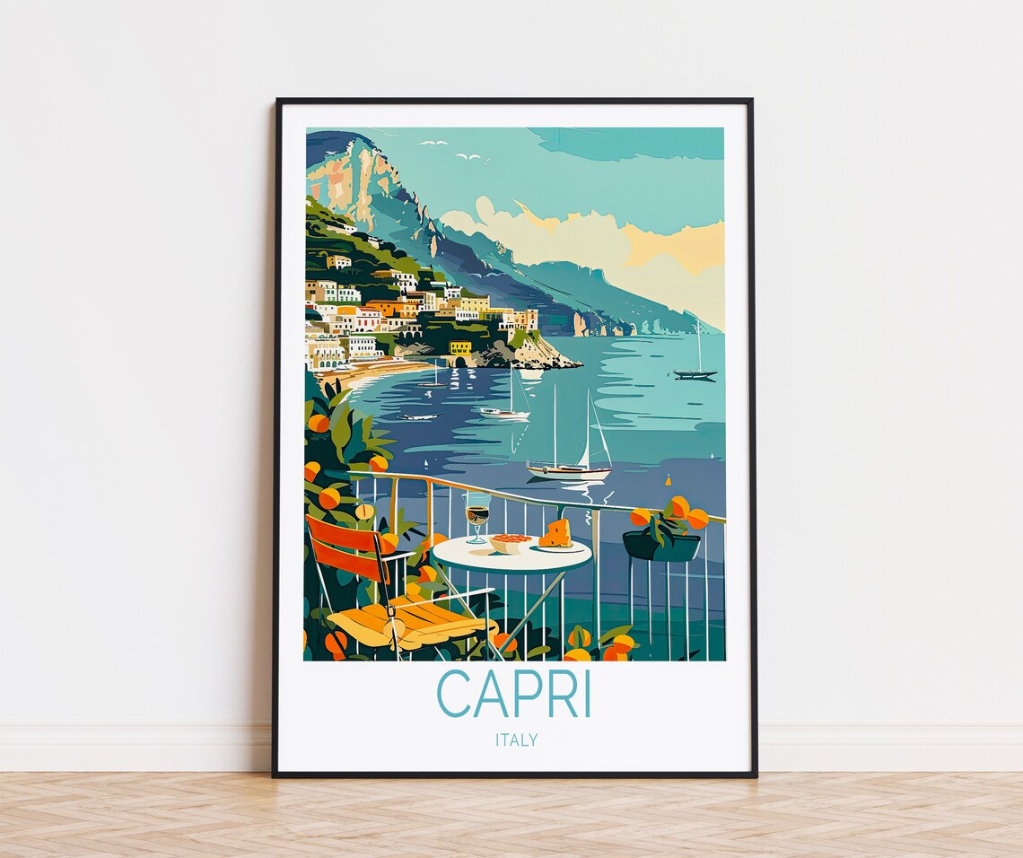 Capri Italy Travel Poster, Custom Travel Art Print