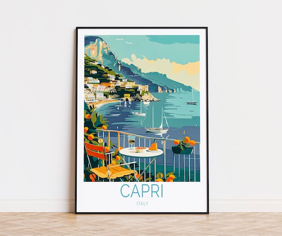 Capri Italy Travel Poster, Custom Travel Art Print