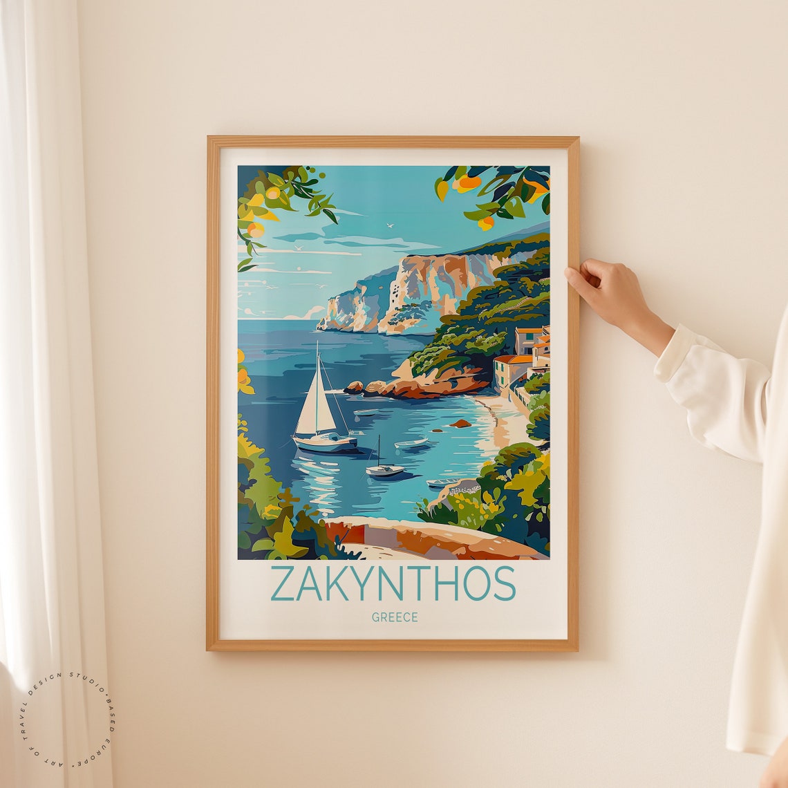 Zakynthos Greece Hidden Cove Sailboats And Lemon Travel Poster - Image 2