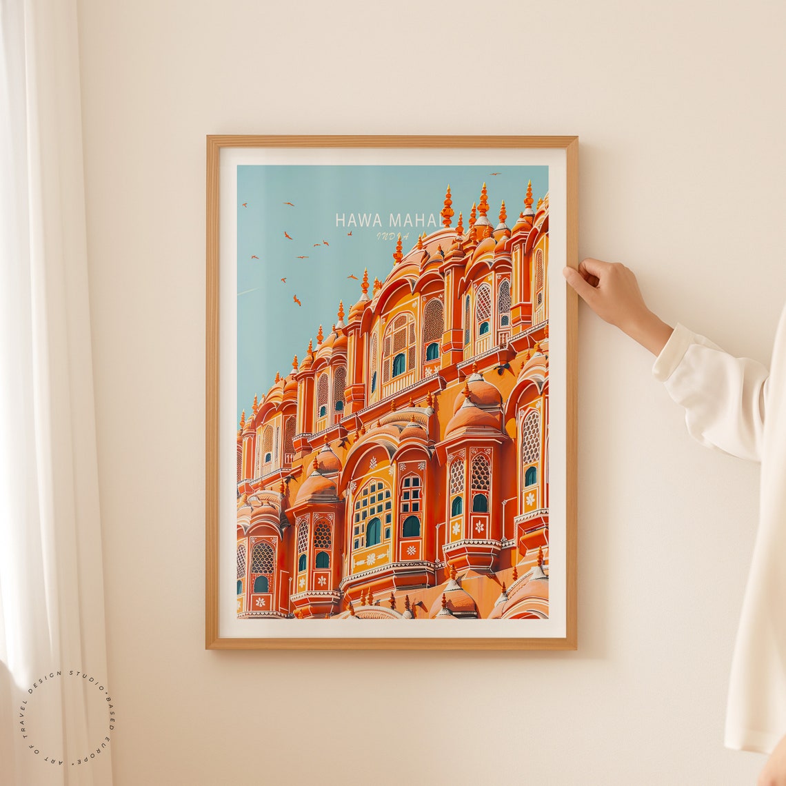 Hawa Mahal Jaipur India Palace Skyline Birds In Flight Poster - Image 2