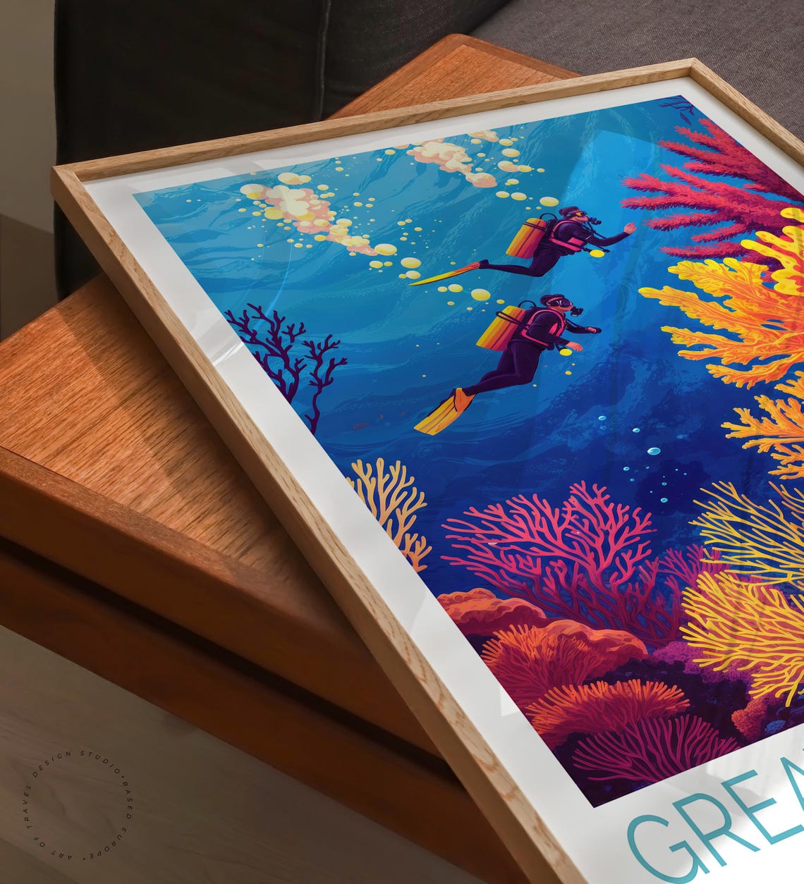 Great Barrier Reef Australia Scuba Diver Coral Garden Travel Poster - Image 6