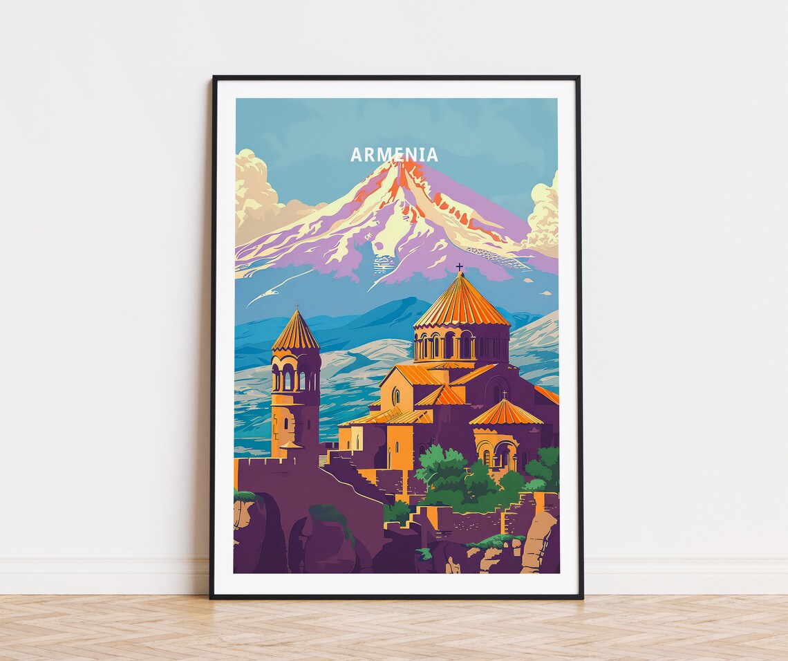Armenia Travel Poster, Geghard Monastery Art Print