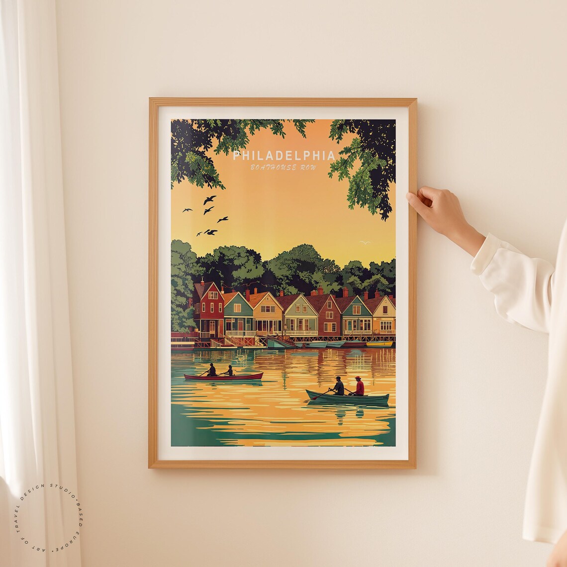 Philadelphia Boathouse Row Sunset Travel Poster - Image 2