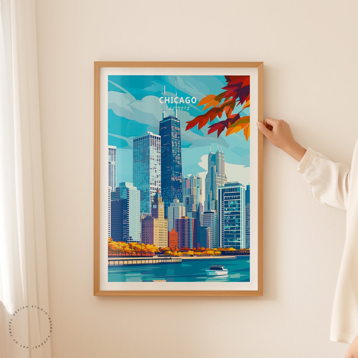 Chicago Travel Poster Illinois Chicago Print Chicago City Poster Usa Gifts Home Decor Birthday Present Personalised Gifts - Image 2