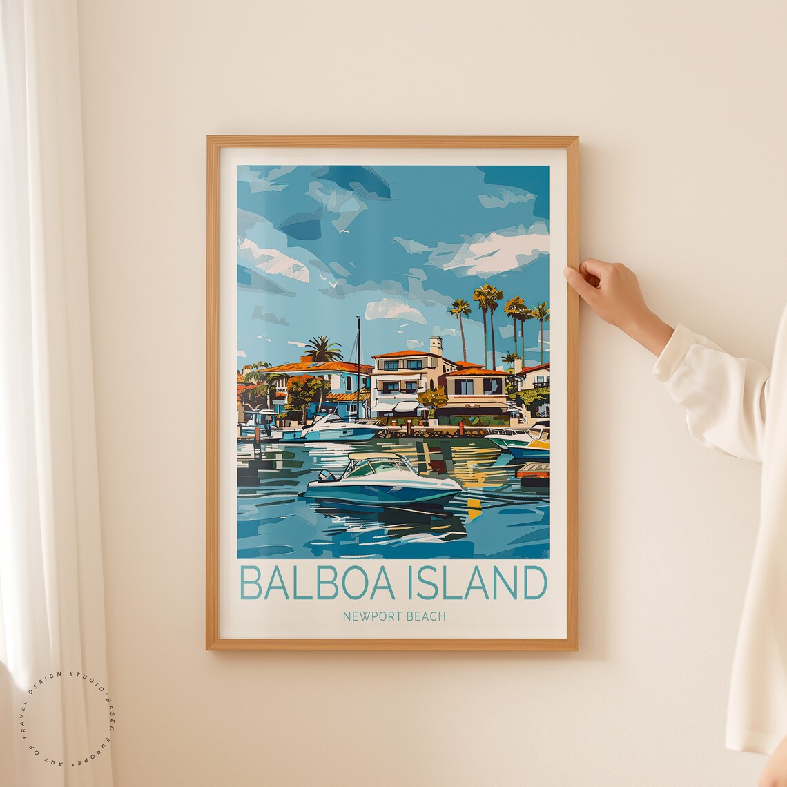 Balboa Island Newport Beach Marina With Boats And Palm Trees Poster - Image 2