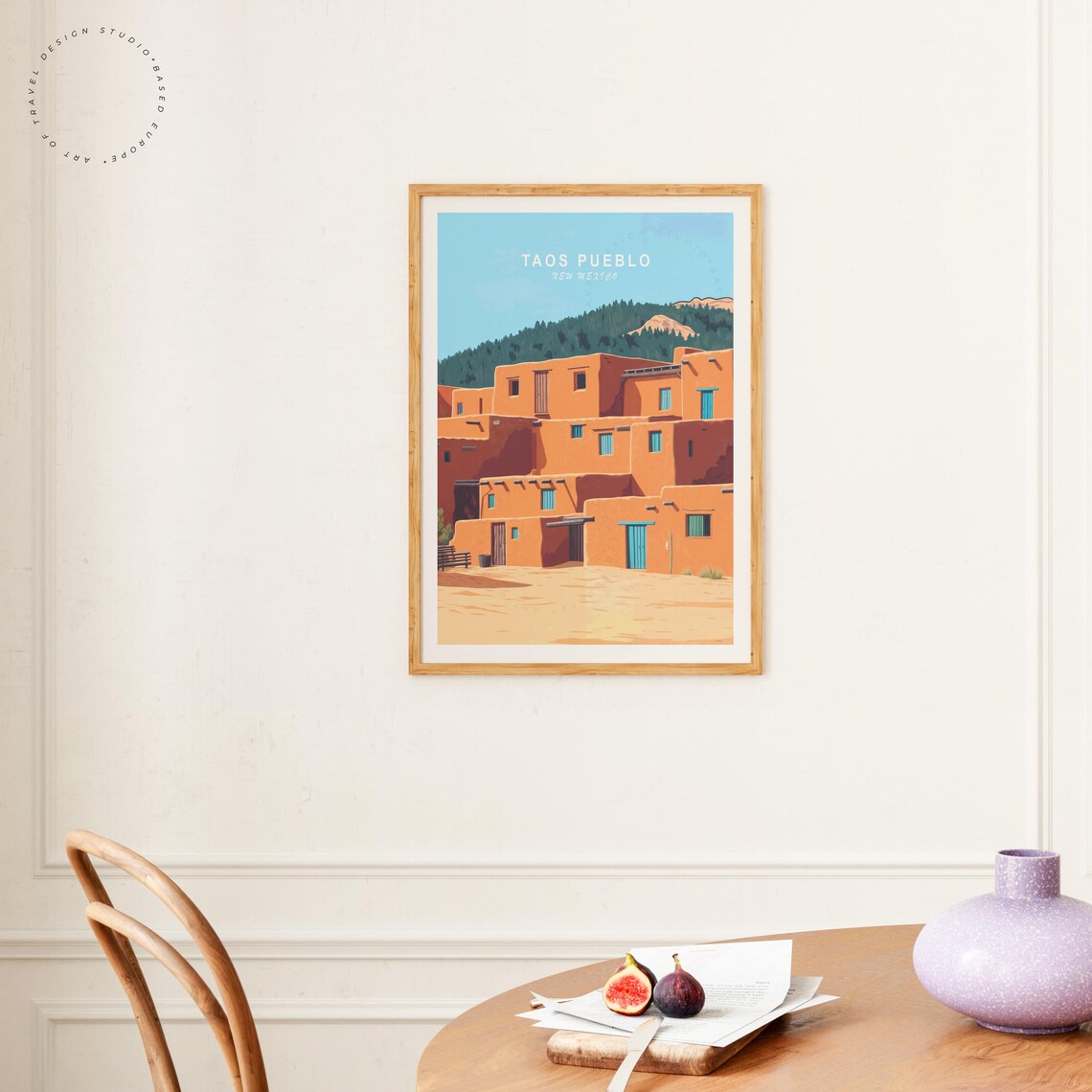 Taos Pueblo New Mexico Historic Adobe Homes Desert Art Travel Poster - Image 4