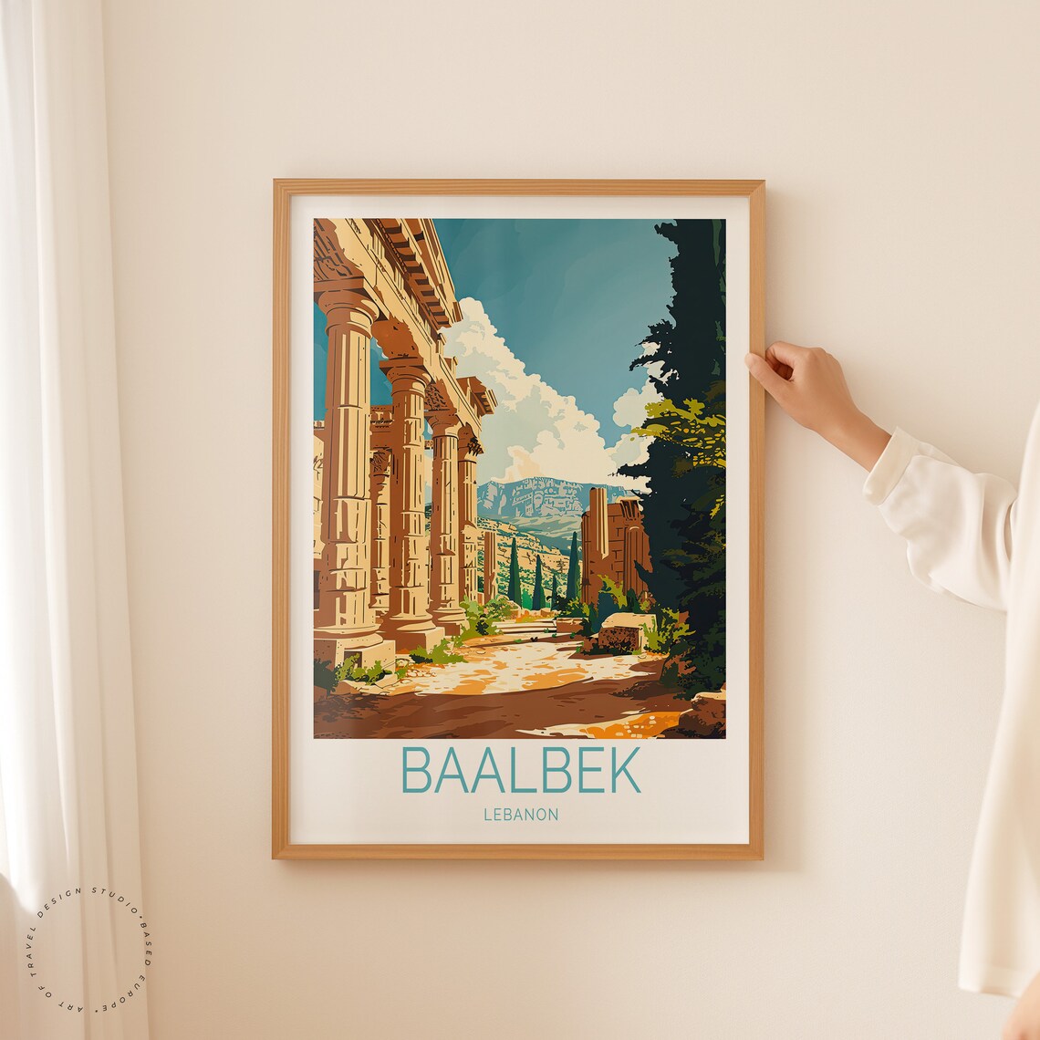 Baalbek Travel Poster, Lebanon Temple Wall Art - Image 2