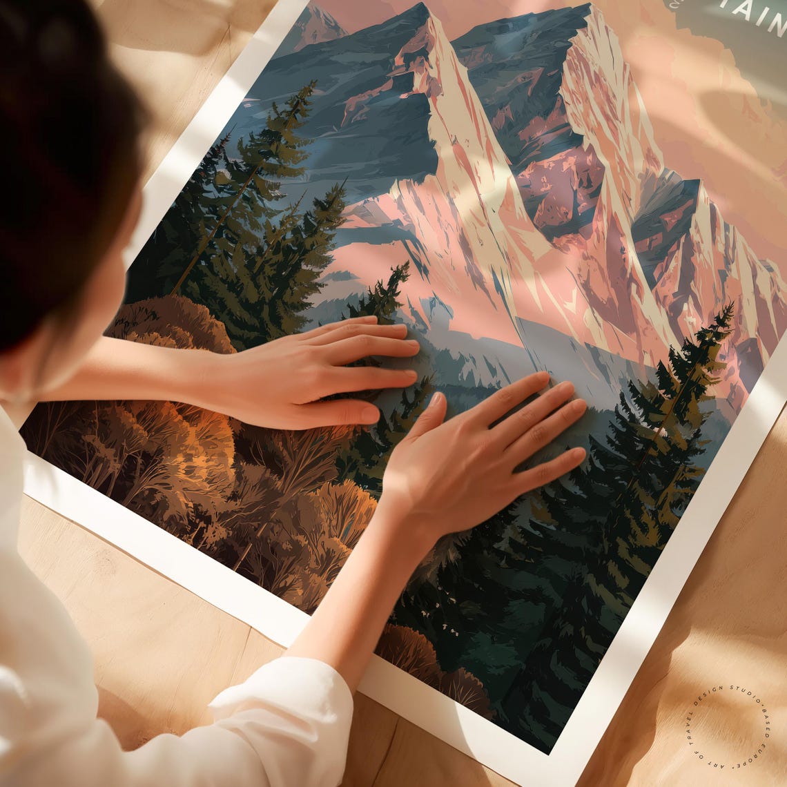 Tatra Mountains Europe Snow Peaks Pink Dusk Pine Forest Travel Poster - Image 3