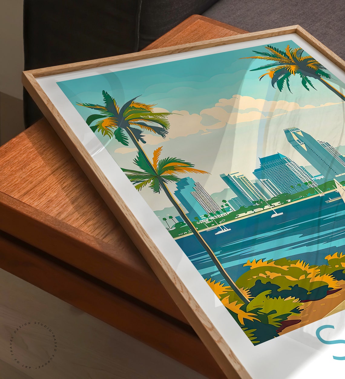 San Diego California Bay Sailboats Skyline Palm Beach Poster - Image 3