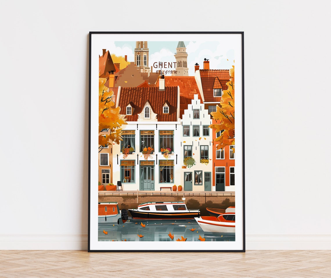 Ghent Belgium Poster Belgium City Wall Art Europe Wall Decor Ghent Belgium Print Home Decor Personalised Gifts Wedding Gifts