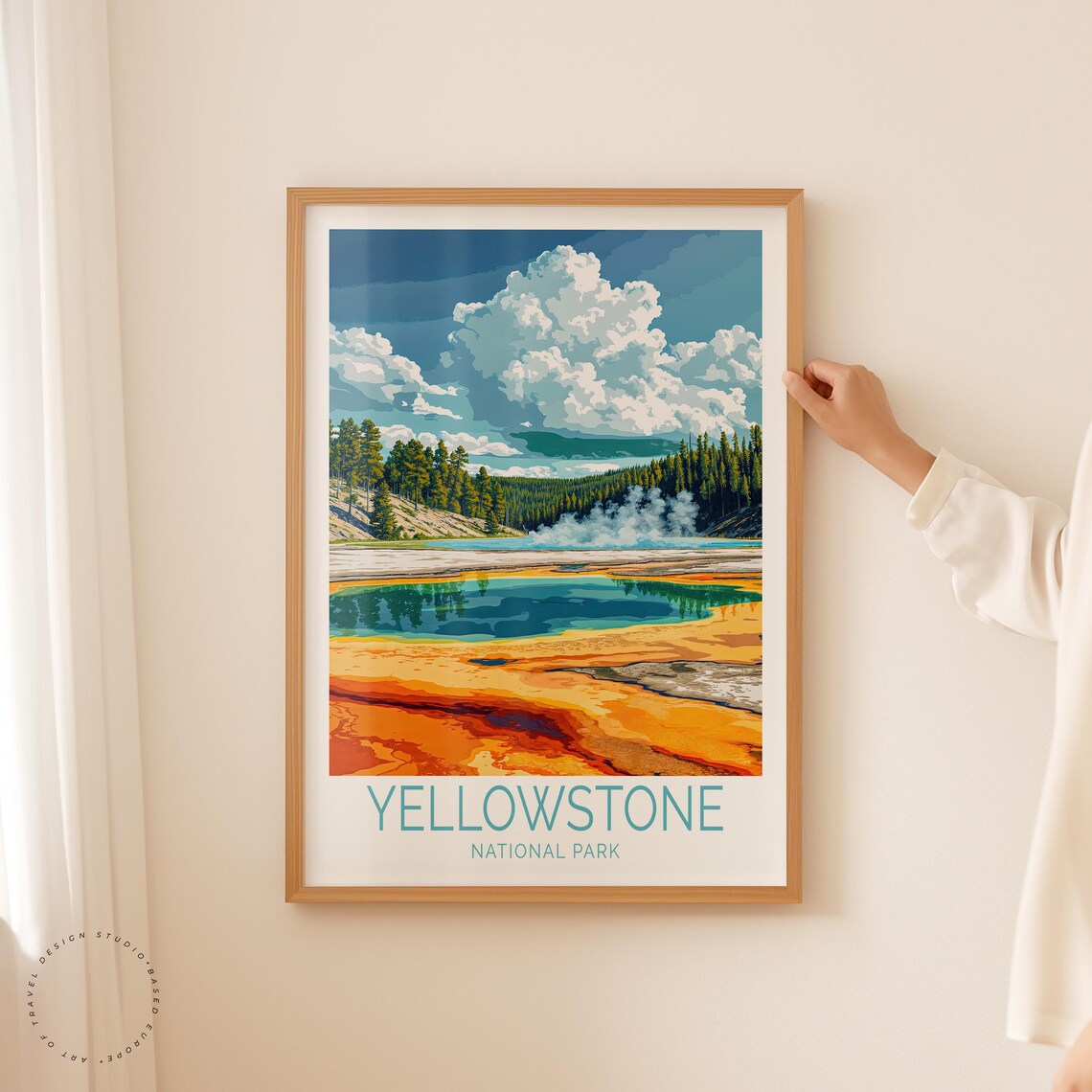 Yellowstone Grand Prismatic Wide Vista Drama Caption Below Poster - Image 2