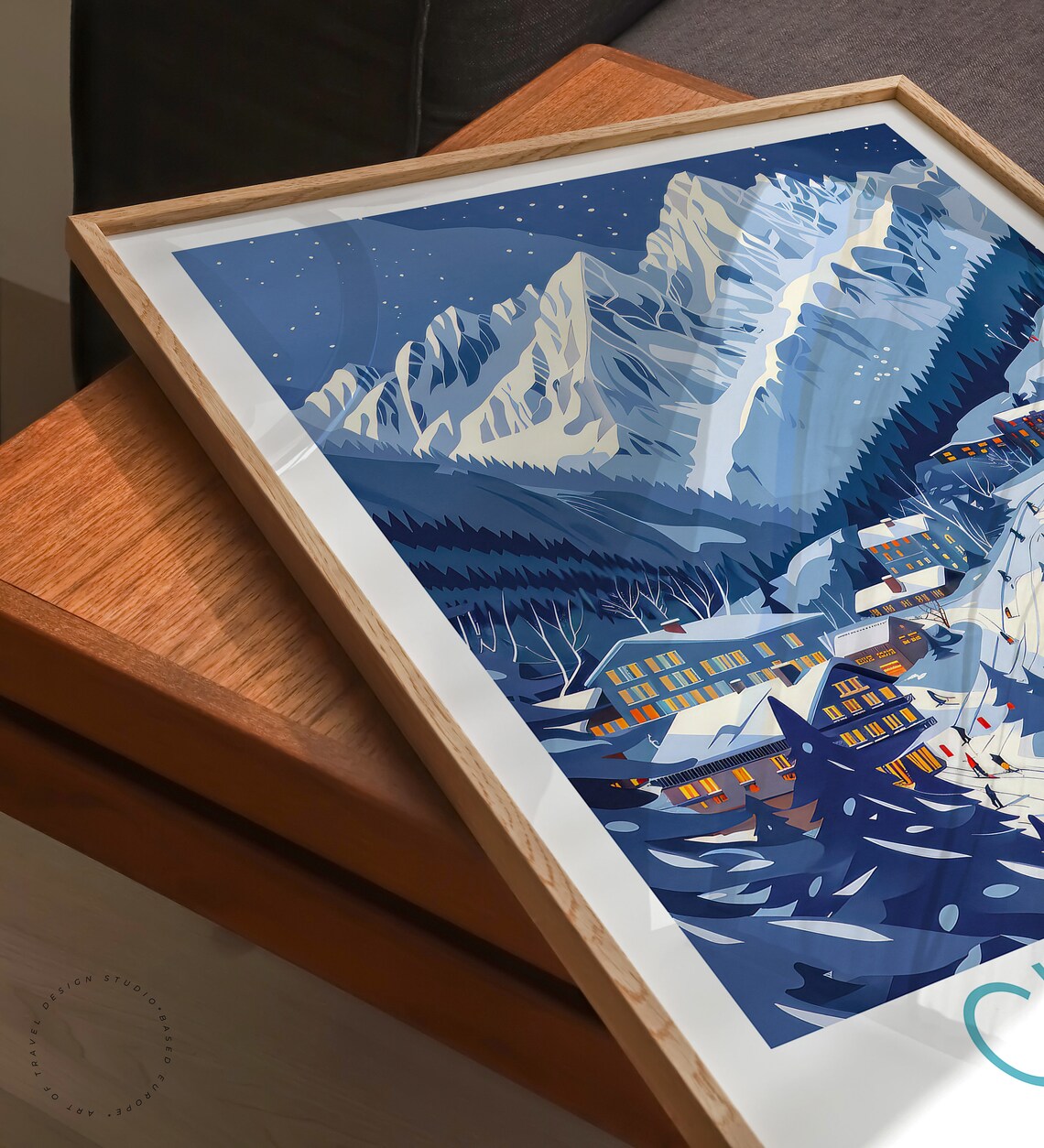 Chamonix France Night Ski Village Mont Blanc Peaks Travel Poster - Image 6