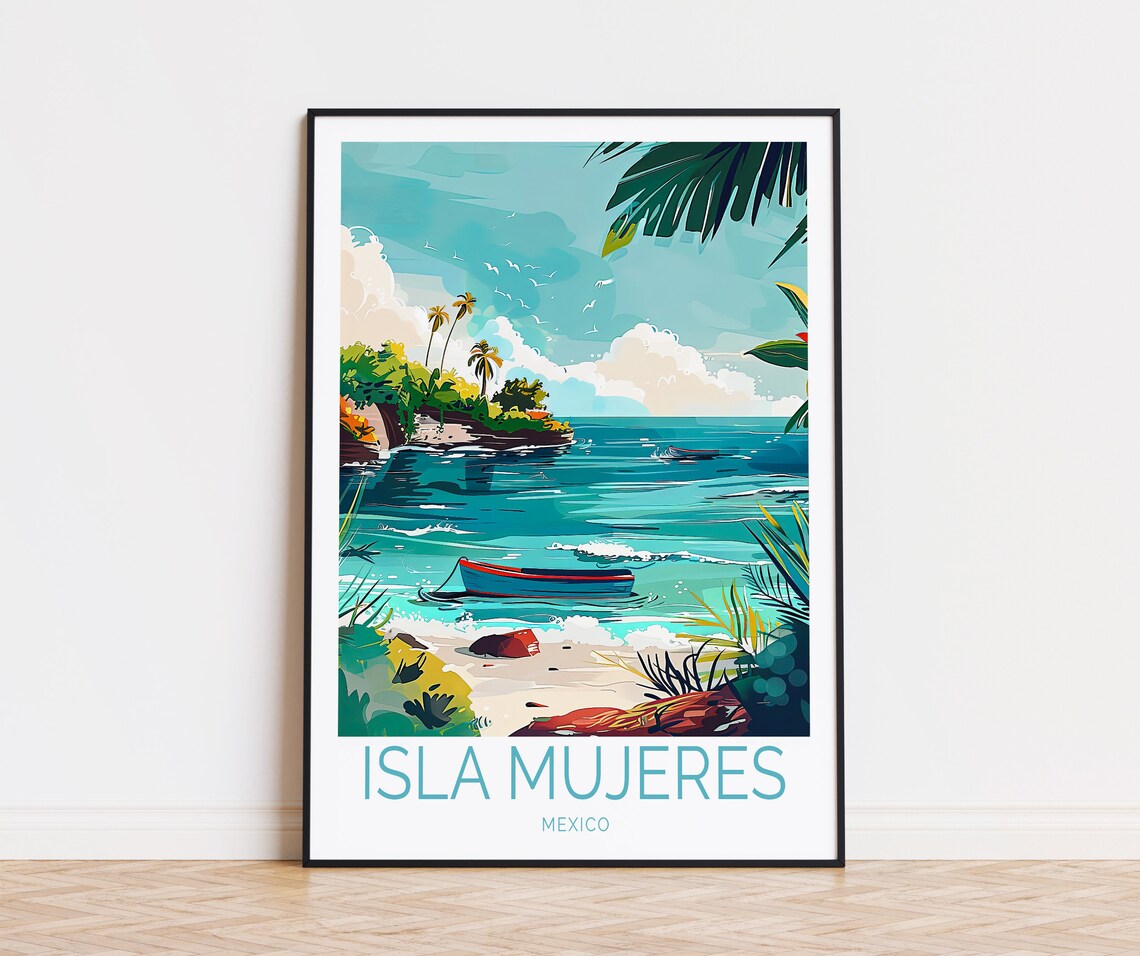 Isla Mujeres Mexico Hidden Cove Fishing Boat Palm Coast Poster