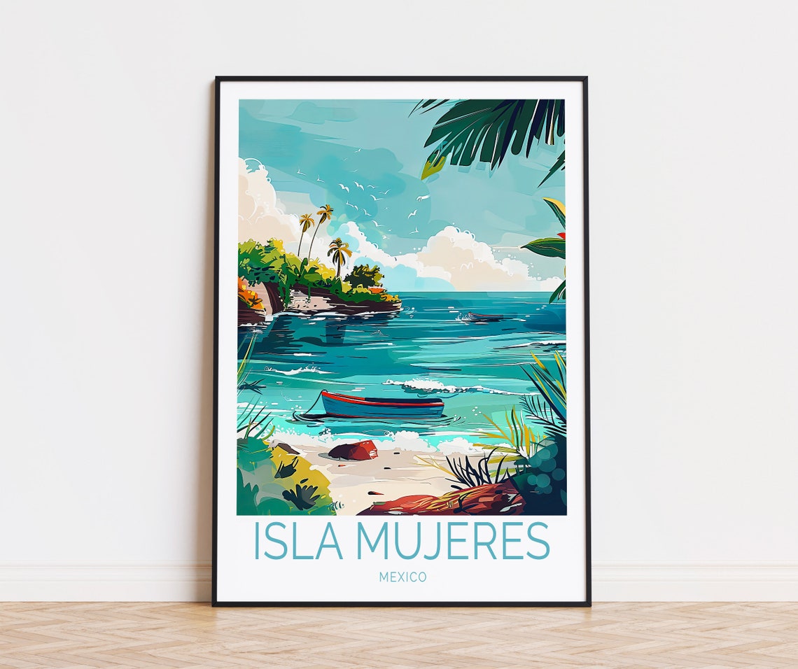 Isla Mujeres Travel Poster Mexico Wall Art Isla Mujeres Coast Poster Custom Travel Poster Personalised Gifts Birthday Gifts