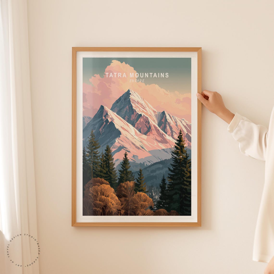 Tatra Mountains Europe Snow Peaks Pink Dusk Pine Forest Travel Poster - Image 5