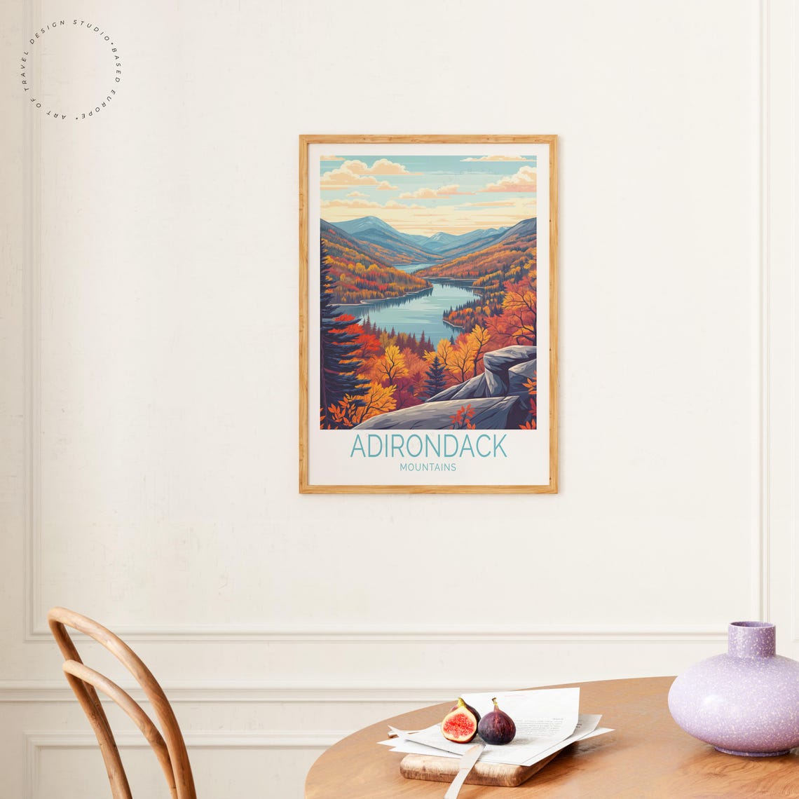 Adirondack Mountains Fall Foliage Lake Valley Orange Trees Poster - Image 4