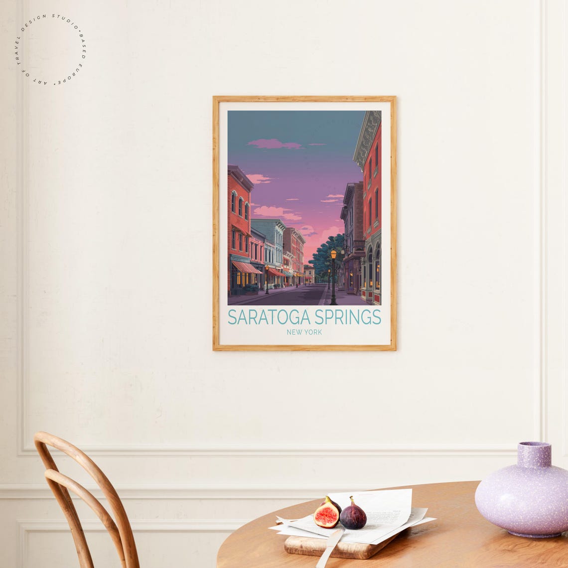 Saratoga Springs New York Evening Boulevard Dusk Travel Poster - Image 4