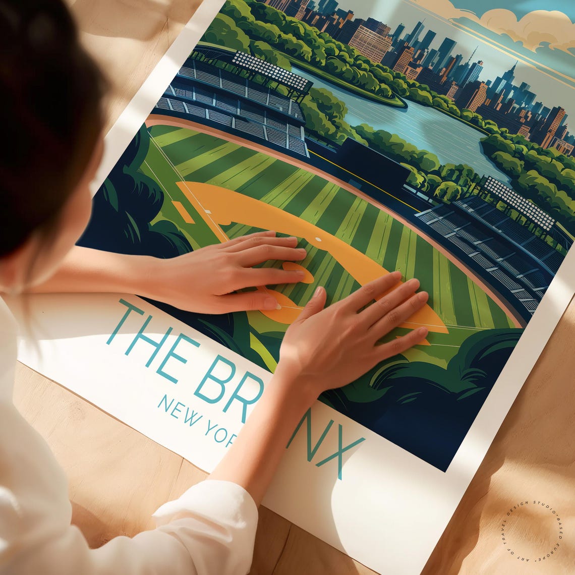 The Bronx New York Baseball Field River Skyline Day Game Poster - Image 3
