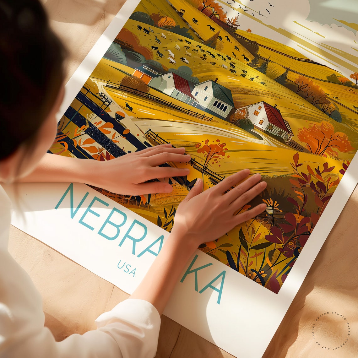 Nebraska Travel Poster Usa Autumn Print Nebraska Usa Custom Travel Poster Nebraska Gifts Home Decor Personalised Gifts - Image 2
