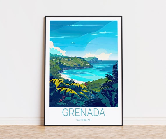 Grenada Caribbean Travel Poster Caribbean Wall Art Forest Park Poster Birthday Gifts Wedding Present Home Decor