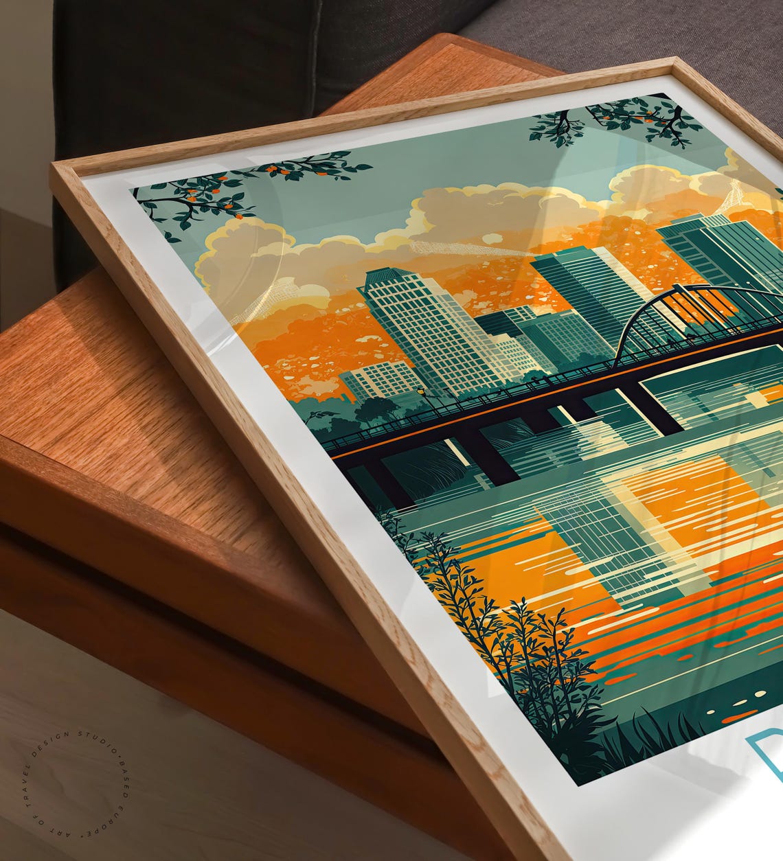 Richmond Virginia Skyline Bridge Sunset River Reflection Poster - Image 3