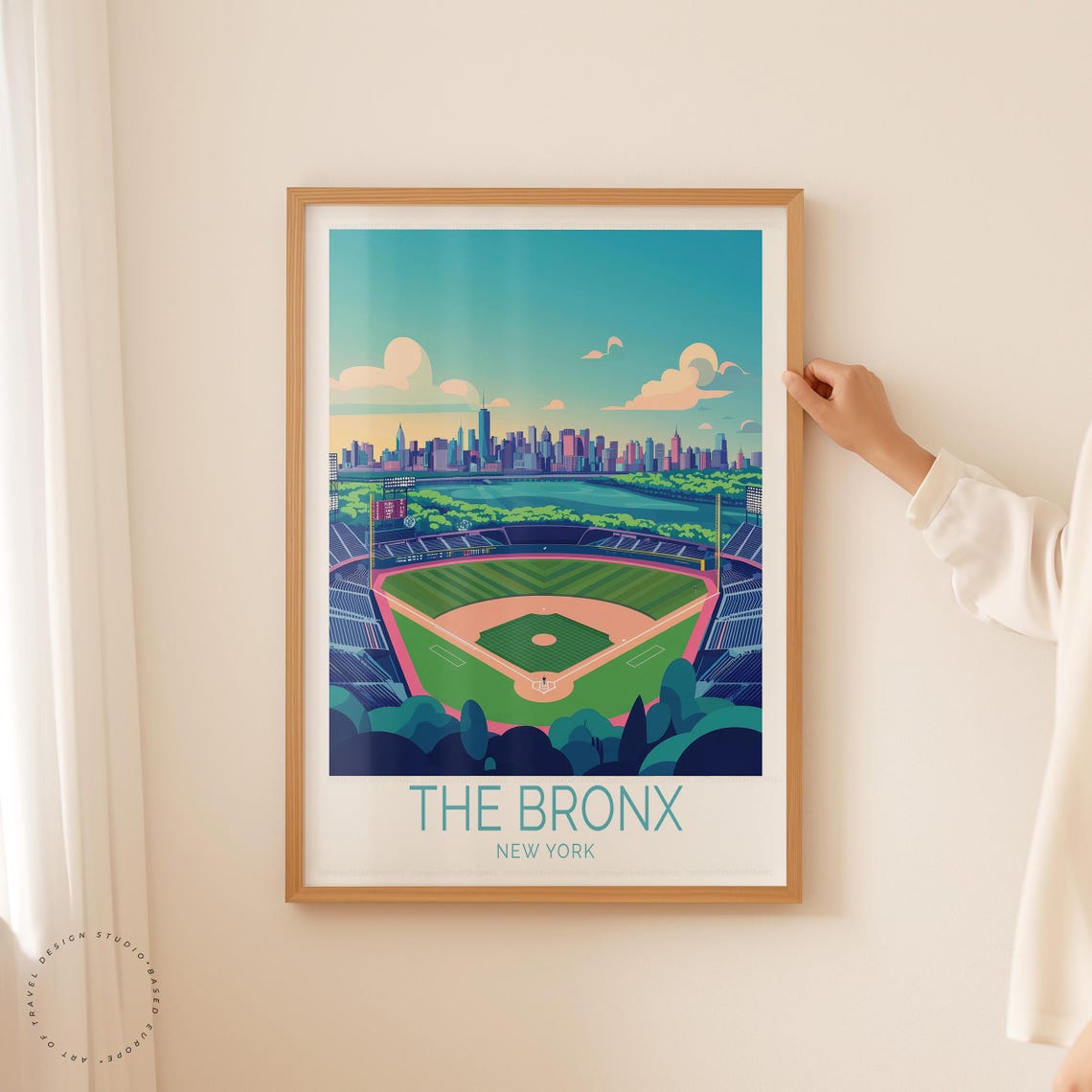 The Bronx New York Baseball Stadium City Skyline Vintage Travel Poster - Image 5