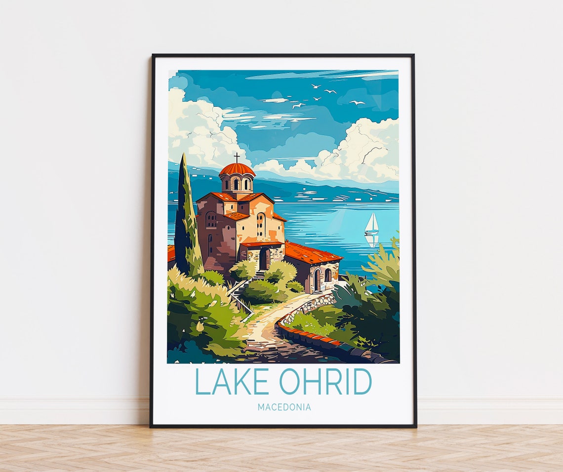 Lake Ohrid Macedonia Poster Macedonia City Travel Poster Lake Ohrid Coast Print Travel Poster Wedding Present Personalised Gifts