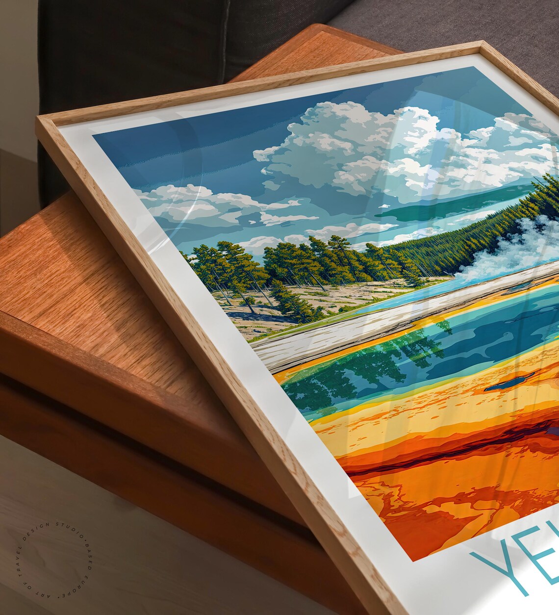 Yellowstone Grand Prismatic Wide Vista Drama Caption Below Poster - Image 3