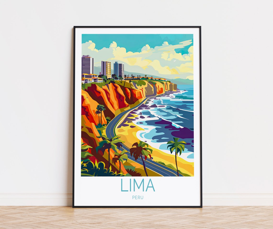 Lima Peru Miraflores Cliffs Coastal Highway Pacific Ocean Poster