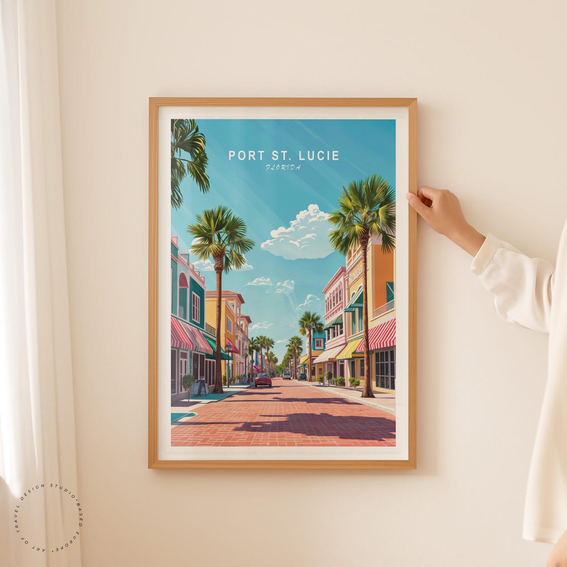Port St Lucie Florida Colorful Brick Street Palms Shops Sunny Poster - Image 5