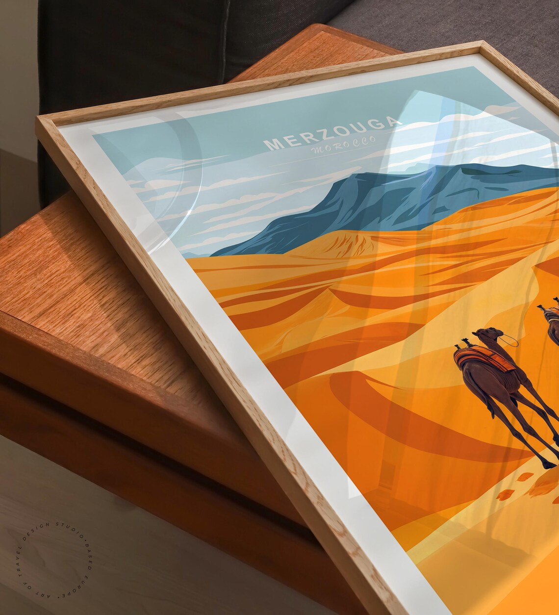 Merzouga Morocco Sahara Dunes Camels Vintage Desert Travel Art Poster - Image 6