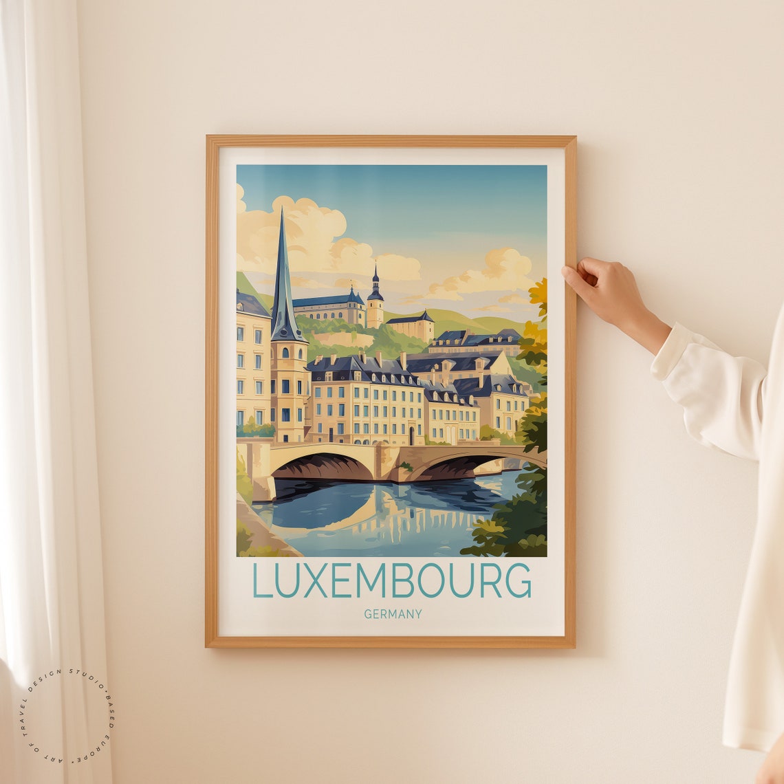 Luxembourg Old Town Riverside City Skyline Vintage Travel Poster - Image 2