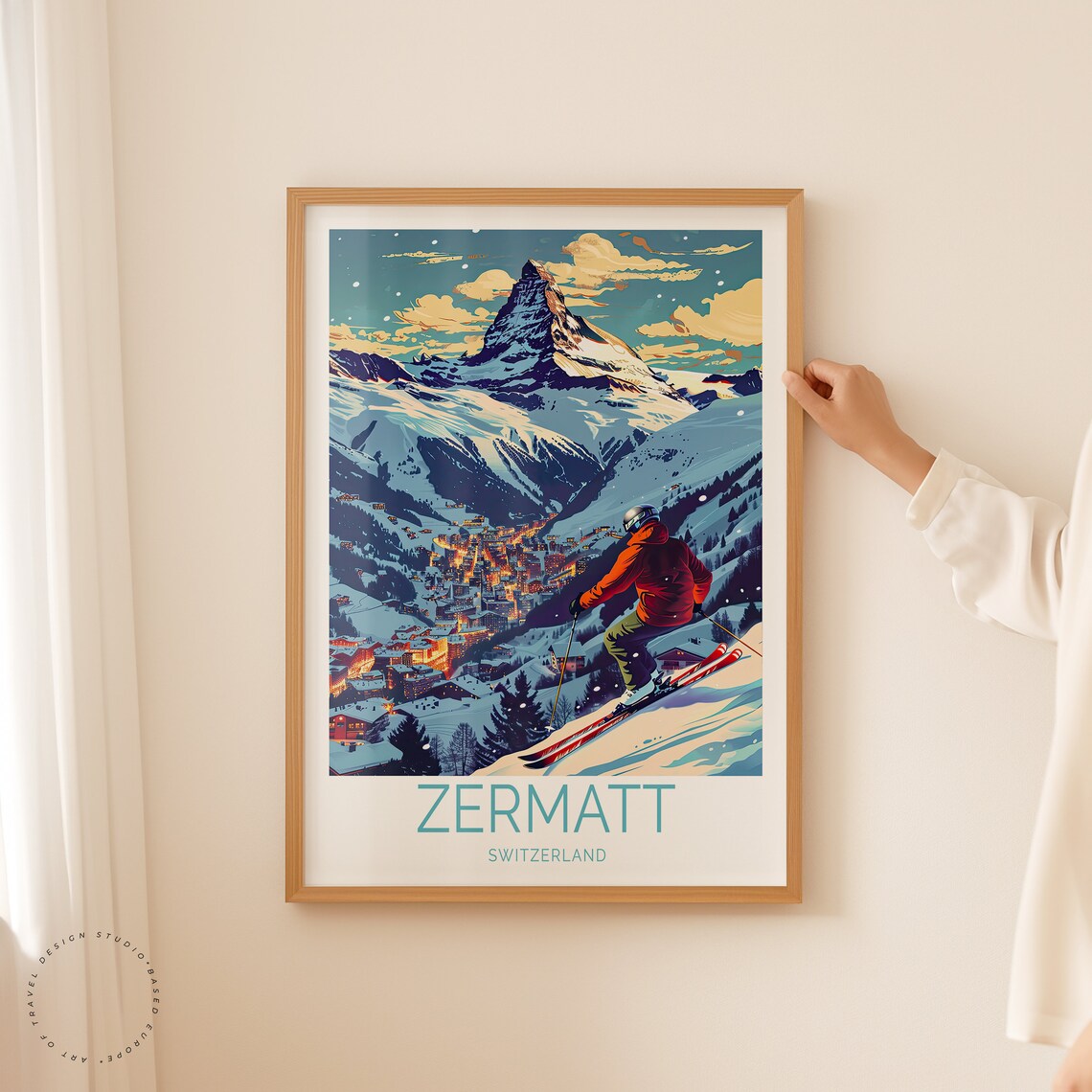 Zermatt Switzerland Travel Poster, Winter Landscape - Image 3