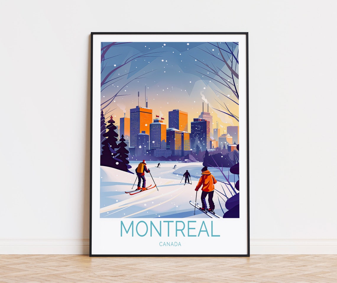 Montreal Canada Winter Ski City Skyline Snowy Cross Country Wall Art