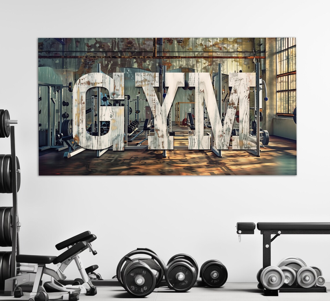 Abstract Gym Poster, Weightlifter Fitness Decor