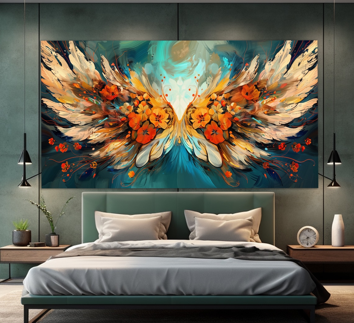 Abstract Angel Wings, Oil Painting Style Art Print - Image 4