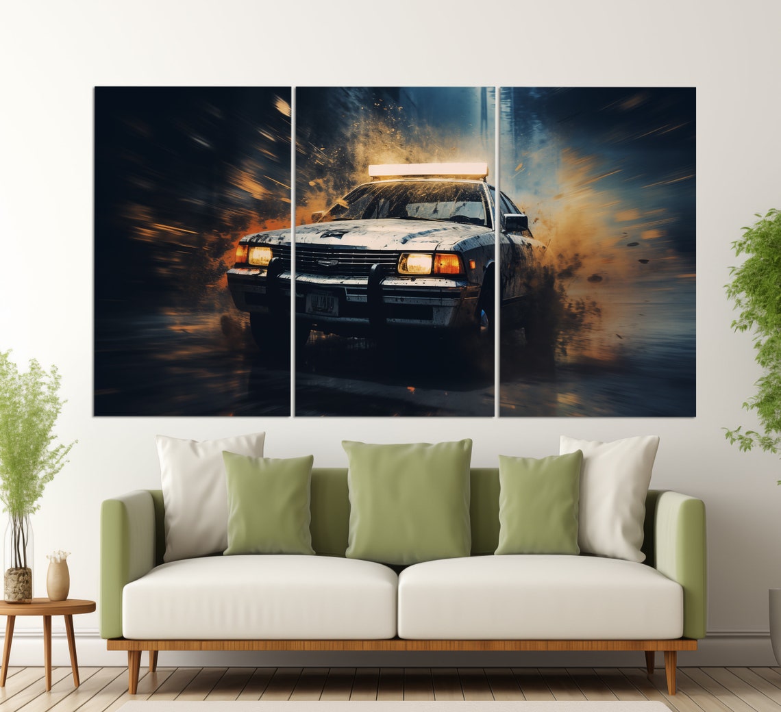 Vintage Police Car Print In An Oil Painting Style Police Wall Art Police Print Police Officer Gift Police Wall Decor - Image 6