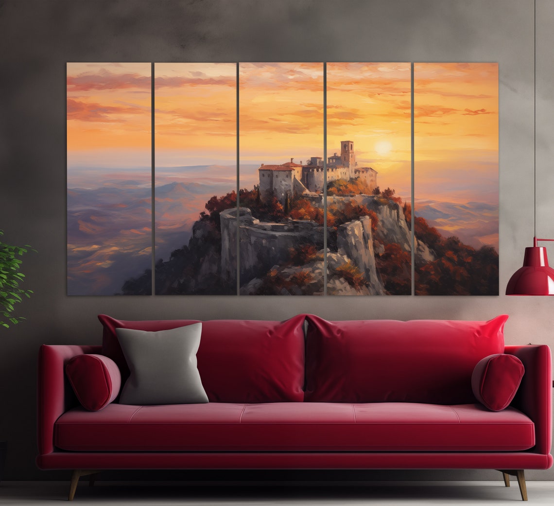 San Marino Print In A Vintage Oil Painting Style Abstract San Marino Wall Art San Marino Painting San Marino Wall Decor - Image 2