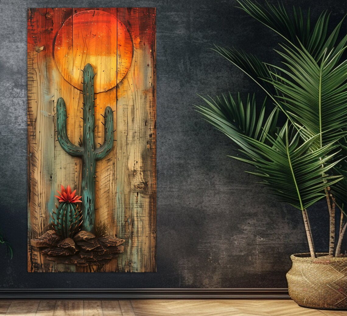 Abstract Cactus Sunset Print, Boho Arizona Poster - Image 3