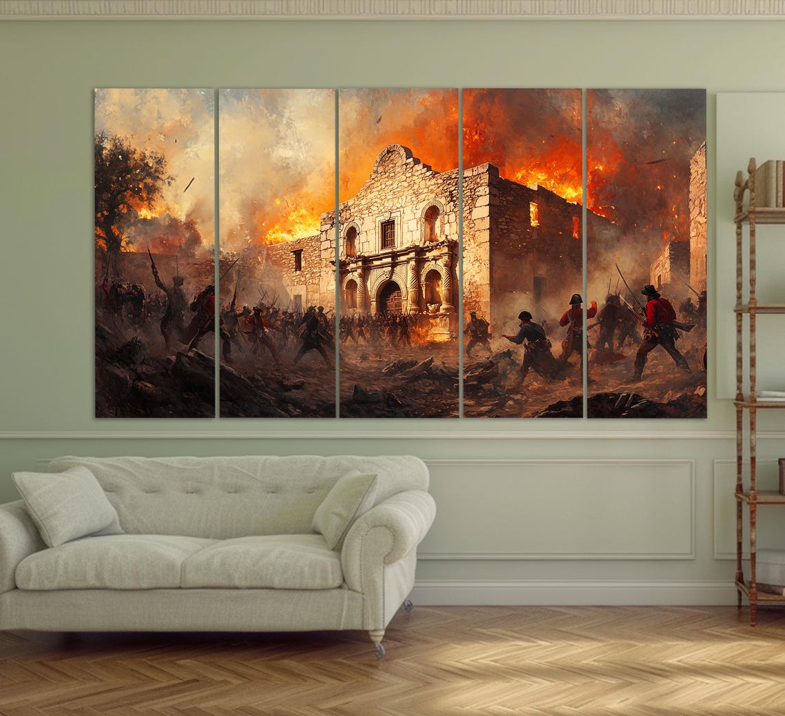 Texas Revolution Wall Art Battle Of The Alamo Painting Texas Revolution Painting Battle Of The Alamo Poster Texas History Wall Art - Image 2